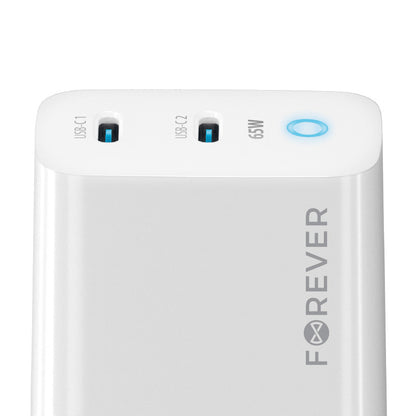 Chargeur réseau Forever TC-06-65CC, 65W, 3,25A, 2 x USB-C, blanc 