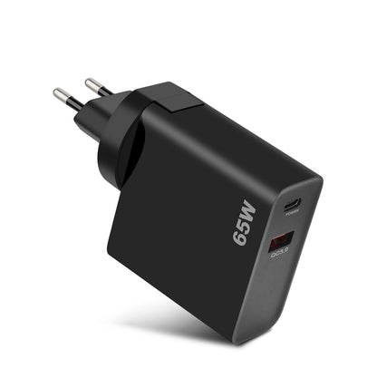 Chargeur réseau GVDA, 65W, 3A, 1 x USB-A - 1 x USB-C, noir 