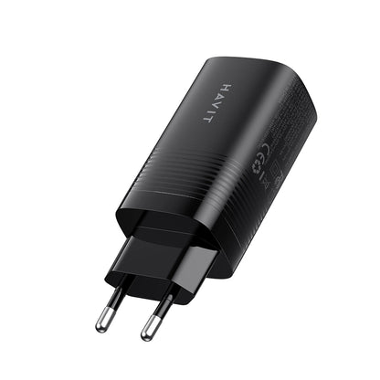 Chargeur Réseau HAVIT UC20, 65W, 3A, 1 x USB-A - 2 x USB-C, Noir