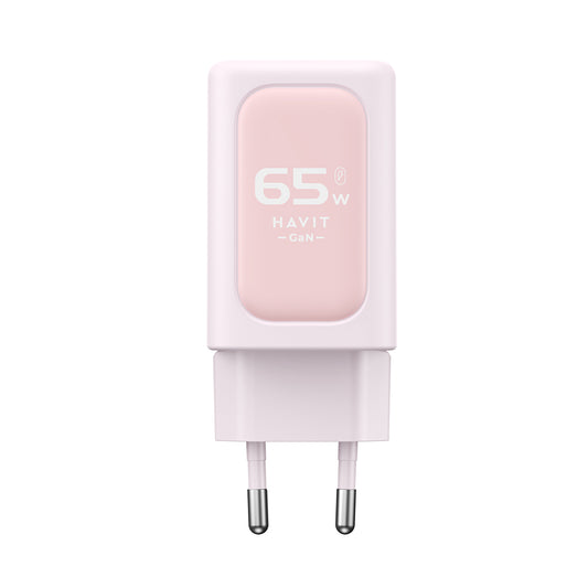 Chargeur Réseau HAVIT UC260, 65W, 3A, 1 x USB-A - 2 x USB-C, Rose