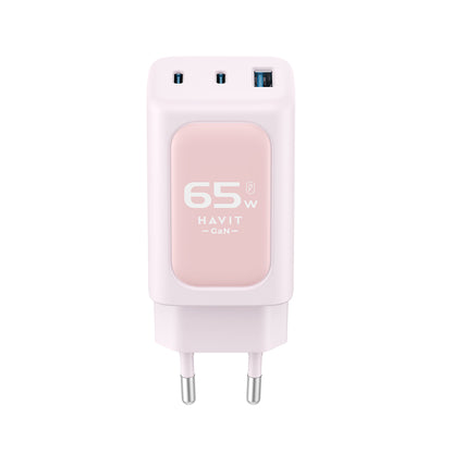 Chargeur Réseau HAVIT UC260, 65W, 3A, 1 x USB-A - 2 x USB-C, Rose