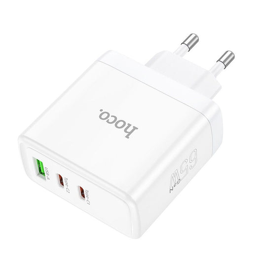 Chargeur Réseau HOCO N30, 65W, 3.25A, 1 x USB-A - 2 x USB-C, Blanc