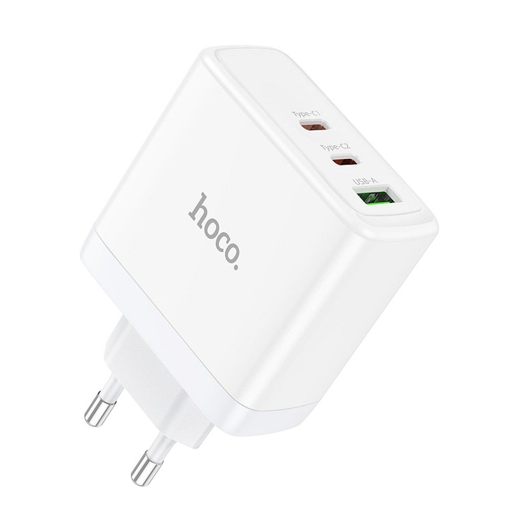 Chargeur Réseau HOCO N30, 65W, 3.25A, 1 x USB-A - 2 x USB-C, Blanc