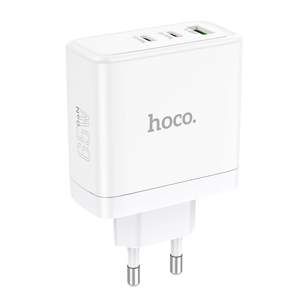 Chargeur Réseau HOCO N30, 65W, 3.25A, 1 x USB-A - 2 x USB-C, Blanc