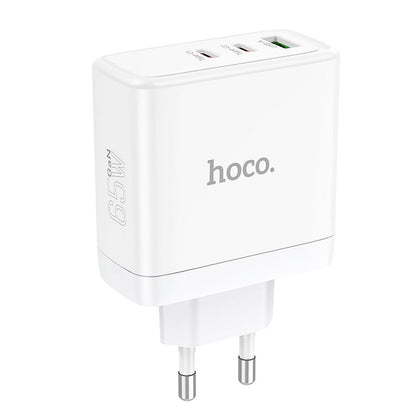 Chargeur Réseau HOCO N30, 65W, 3.25A, 1 x USB-A - 2 x USB-C, Blanc