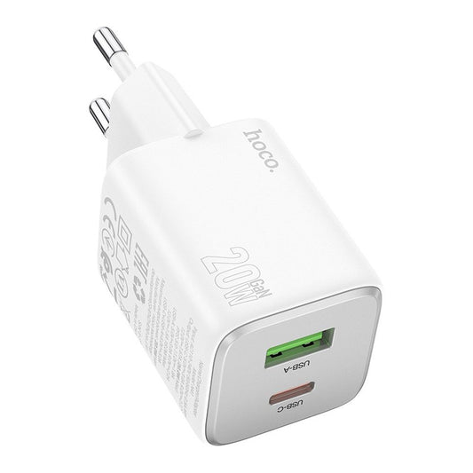 Chargeur Réseau HOCO N41, 20W, 3A, 1 x USB-A - 1 x USB-C, Blanc