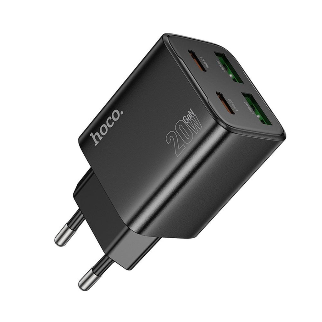 Chargeur Réseau HOCO N55, 20W, 3A, 2 x USB-A - 2 x USB-C, Noir