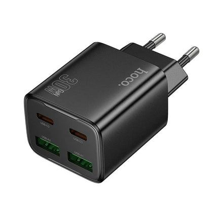 HOCO N56 Network Charger, 30W, 3A, 2 x USB-A - 2 x USB-C, Black