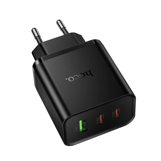 Chargeur Réseau HOCO N75, 65W, 3A, 1 x USB-A - 2 x USB-C, Noir