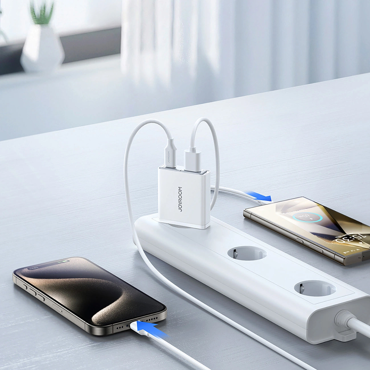 Chargeur réseau Joyroom JR-TCF14, 20W, 3A, 1 x USB-A - 1 x USB-C, blanc 