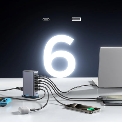 Chargeur Station Joyroom JR-TCM02, 65W, 3.25A, 2 x USB-A - 4 x USB-C, Gris