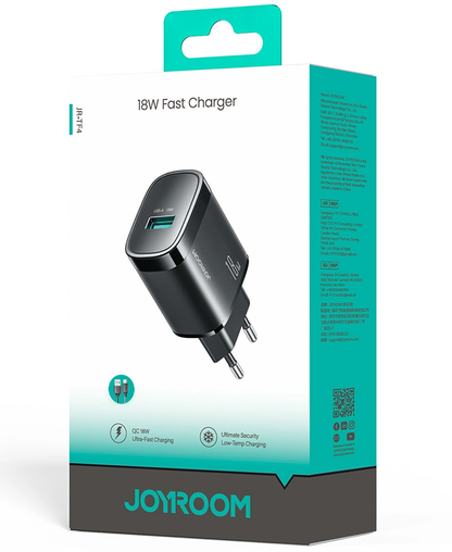 Chargeur secteur Joyroom JR-TF4, 18W, 3A, 1 x USB-A, Noir