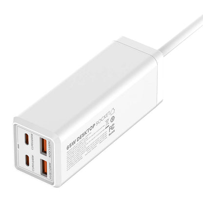 Chargeur réseau Ldnio SC1418, 2500W, 5A, 1 x Prise - 2 x USB-A - 2 x USB-C, Blanc