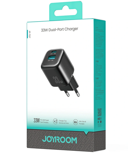 Chargeur Réseau Joyroom JR-TG7, 33W, 3A, 1 x USB-A - 1 x USB-C, Noir