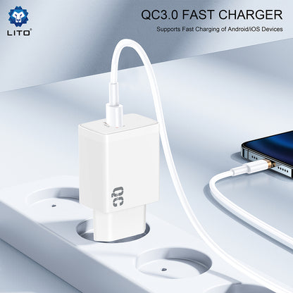 Lito LC08 Network Charger, 18W, 3A, 1 x USB-A, White