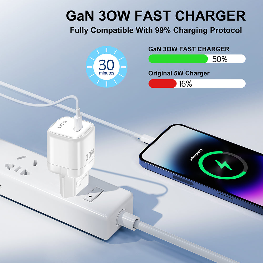 Chargeur Réseau Lito LC11, 30W, 3A, 1 x USB-C, Noir