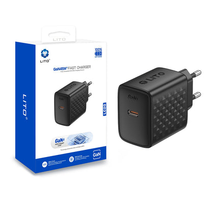 Chargeur Réseau Lito LC20, 45W, 3A, 1 x USB-C, Noir
