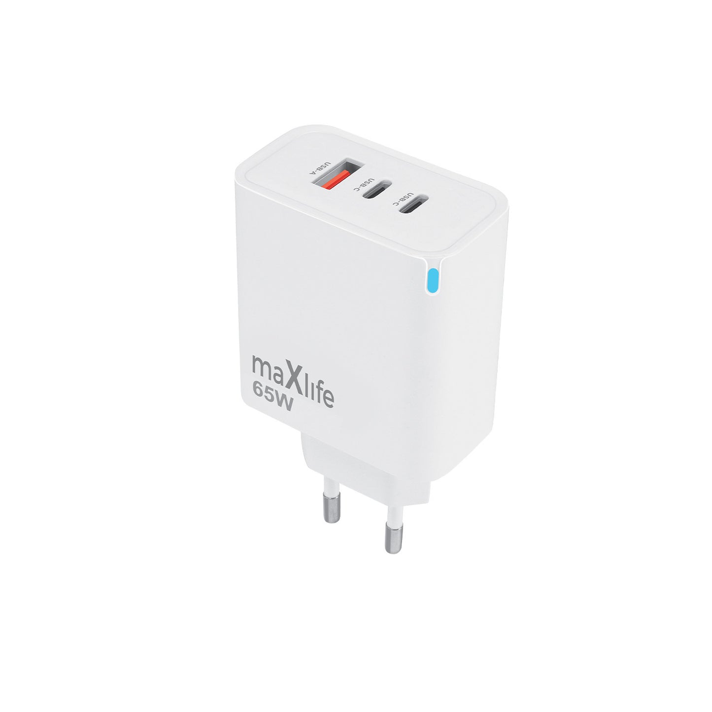 Chargeur Réseau MaXlife MXTC-09-65ACC, 65W, 3.25A, 1 x USB-A - 2 x USB-C, Blanc
