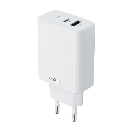 Chargeur réseau MaXlife MXTC-10-30AC, 30W, 3A, 1 x USB-A - 1 x USB-C, blanc 