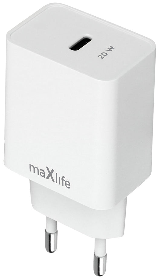 Chargeur Réseau MaXlife MXTC-13-20C, 20W, 3A, 1 x USB-C, Blanc