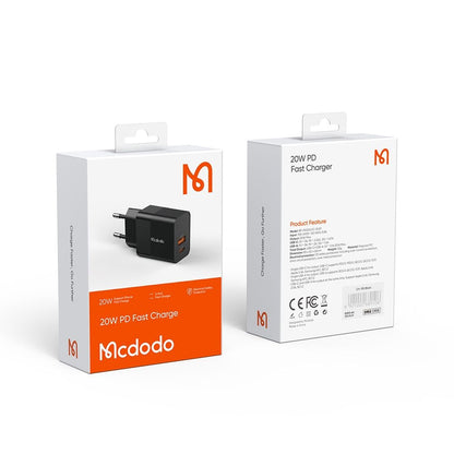 Chargeur Réseau McDodo CH-1951 Hydrogen, 20W, 3A, 1 x USB-A - 1 x USB-C, Noir