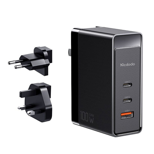 Chargeur Réseau McDodo CH-8101 Pro Nuc AR Power Travel, 100W, 5A, 1 x USB-A - 2 x USB-C, Noir