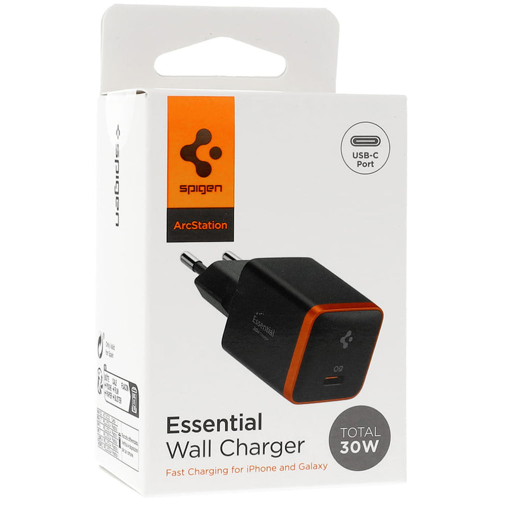 Chargeur Secteur Spigen EE301EU Essential, 30W, 3A, 1 x USB-C, Noir ACH08448