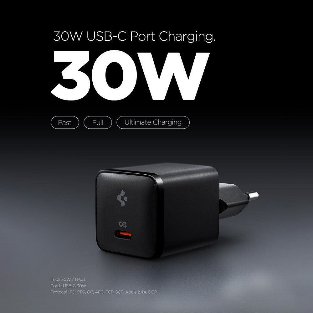 Chargeur Secteur Spigen EE301EU Essential, 30W, 3A, 1 x USB-C, Noir ACH09493
