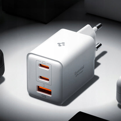 Chargeur Réseau Spigen EE473EU Essential, 47W, 3A, 1 x USB-A - 2 x USB-C, Blanc ACH09464