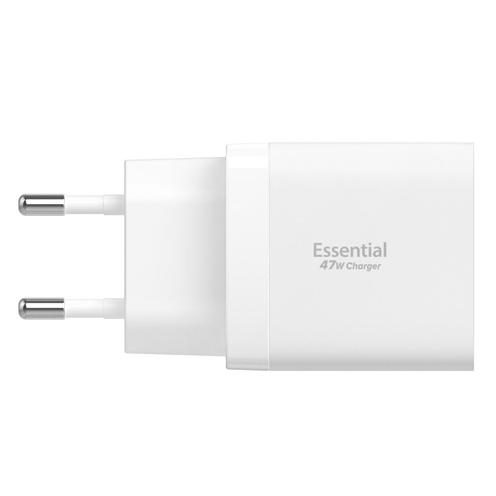 Chargeur Réseau Spigen Essential, 47W, 3A, 2 x USB-C, Blanc