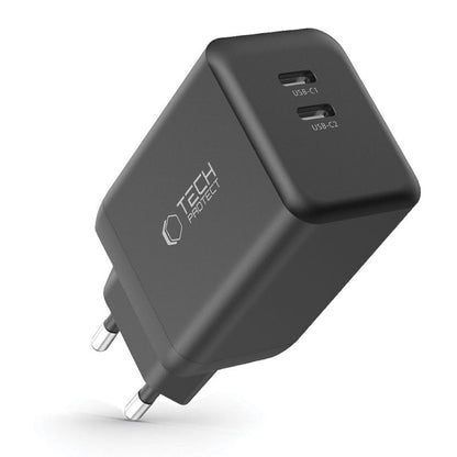 Chargeur réseau Tech-Protect NC45W, 45W, 3A, 2 x USB-C, noir 