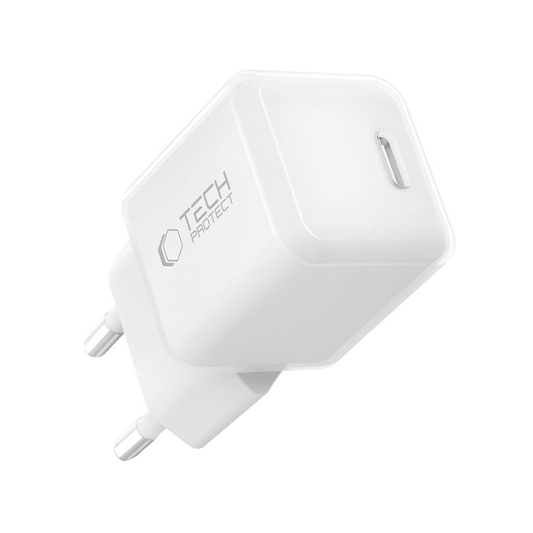 Chargeur secteur Tech-Protect NCM25, 25W, 3A, 1 x USB-C, Blanc