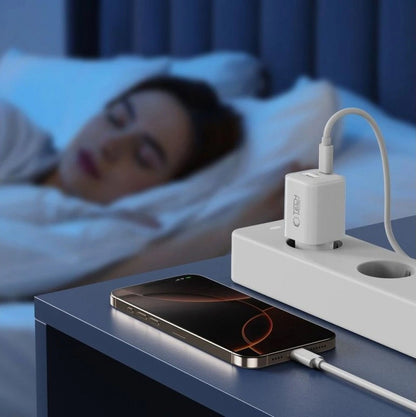 Chargeur Réseau Tech-Protect NCM33W, 33W, 3A, 1 x USB-A - 1 x USB-C, Blanc