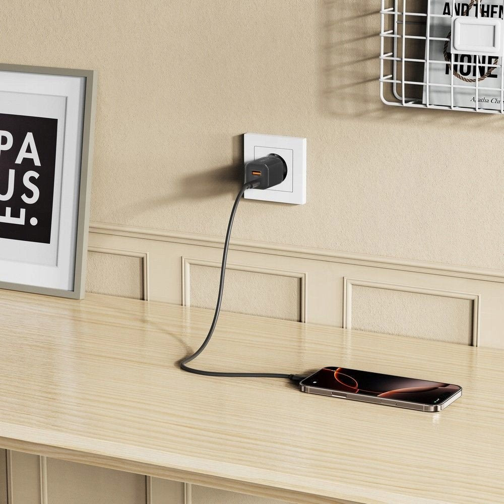Chargeur Réseau Tech-Protect NCM33W, 33W, 3A, 1 x USB-A - 1 x USB-C, Noir
