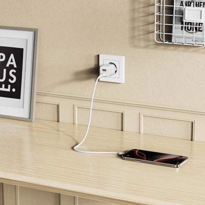 Chargeur Réseau Tech-Protect NCM33W, 33W, 3A, 1 x USB-A - 1 x USB-C, Blanc