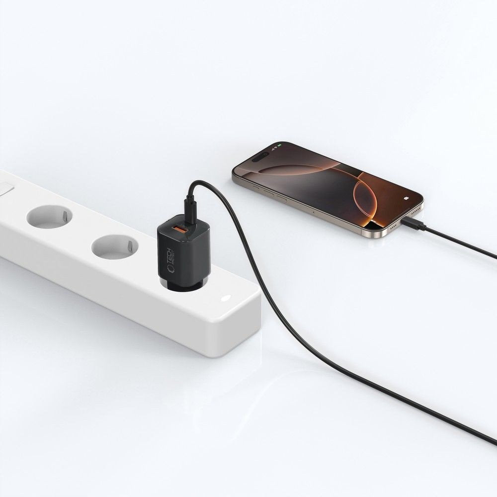 Chargeur Réseau Tech-Protect NCM33W, 33W, 3A, 1 x USB-A - 1 x USB-C, Noir