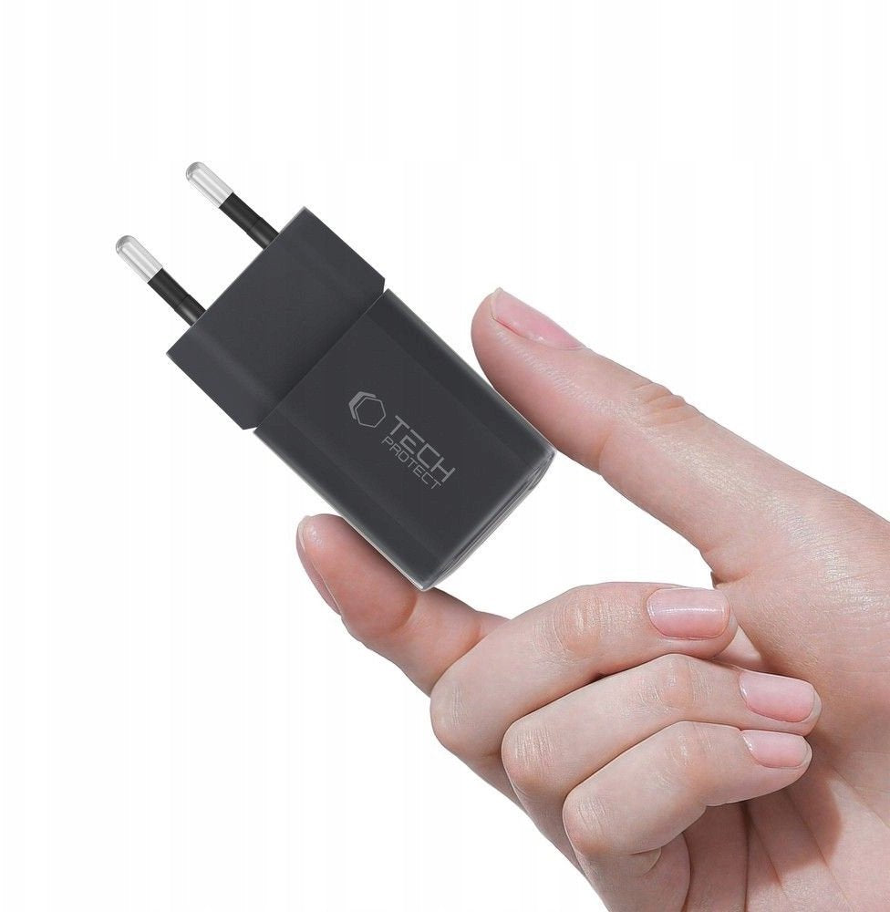 Chargeur Réseau Tech-Protect NCM33W, 33W, 3A, 1 x USB-A - 1 x USB-C, Noir