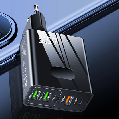 Chargeur Réseau Techsuit CHC1 PentaXPower, 25W, 3A, 3 x USB-A - 2 x USB-C, Noir