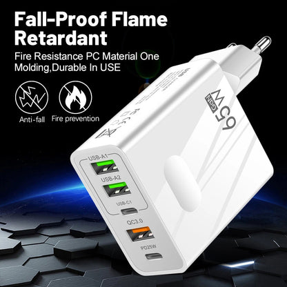 Chargeur Réseau Techsuit CHC1 PentaXPower, 25W, 3A, 3 x USB-A - 2 x USB-C, Noir