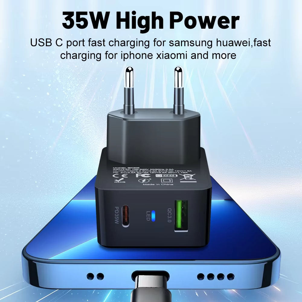 Chargeur Réseau Techsuit CHPD173 Tiny, 35W, 3A, 1 x USB-A - 1 x USB-C, Noir