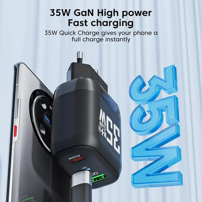 Techsuit CHPD174 Network Charger, 35W, 3A, 1 x USB-A - 1 x USB-C, White