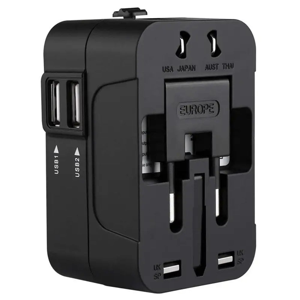 Chargeur réseau Techsuit HHT202 Travel, 10W, 2A, 2 x USB-A, Noir