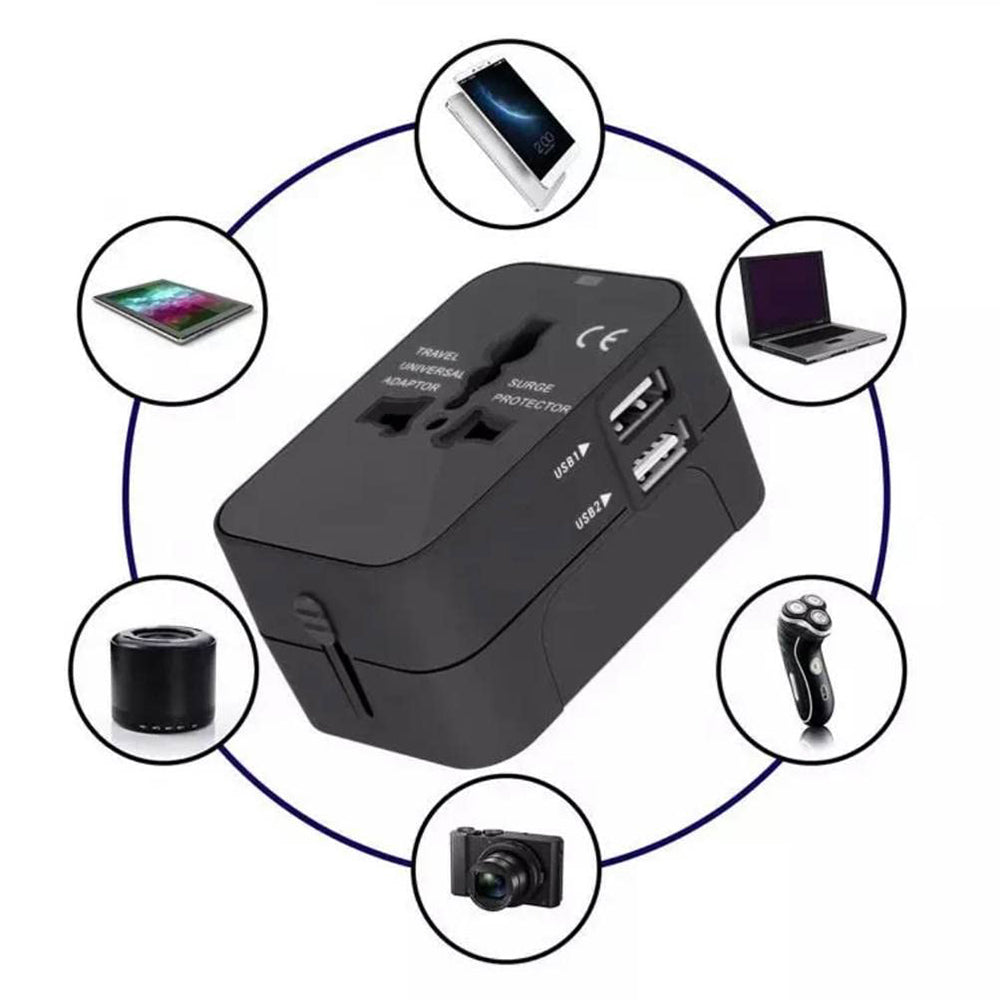 Chargeur réseau Techsuit HHT202 Travel, 10W, 2A, 2 x USB-A, Noir