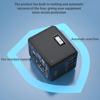 Chargeur Réseau Techsuit HHT905 Travel, 45W, 3A, 2 x USB-A - 2 x USB-C, Noir