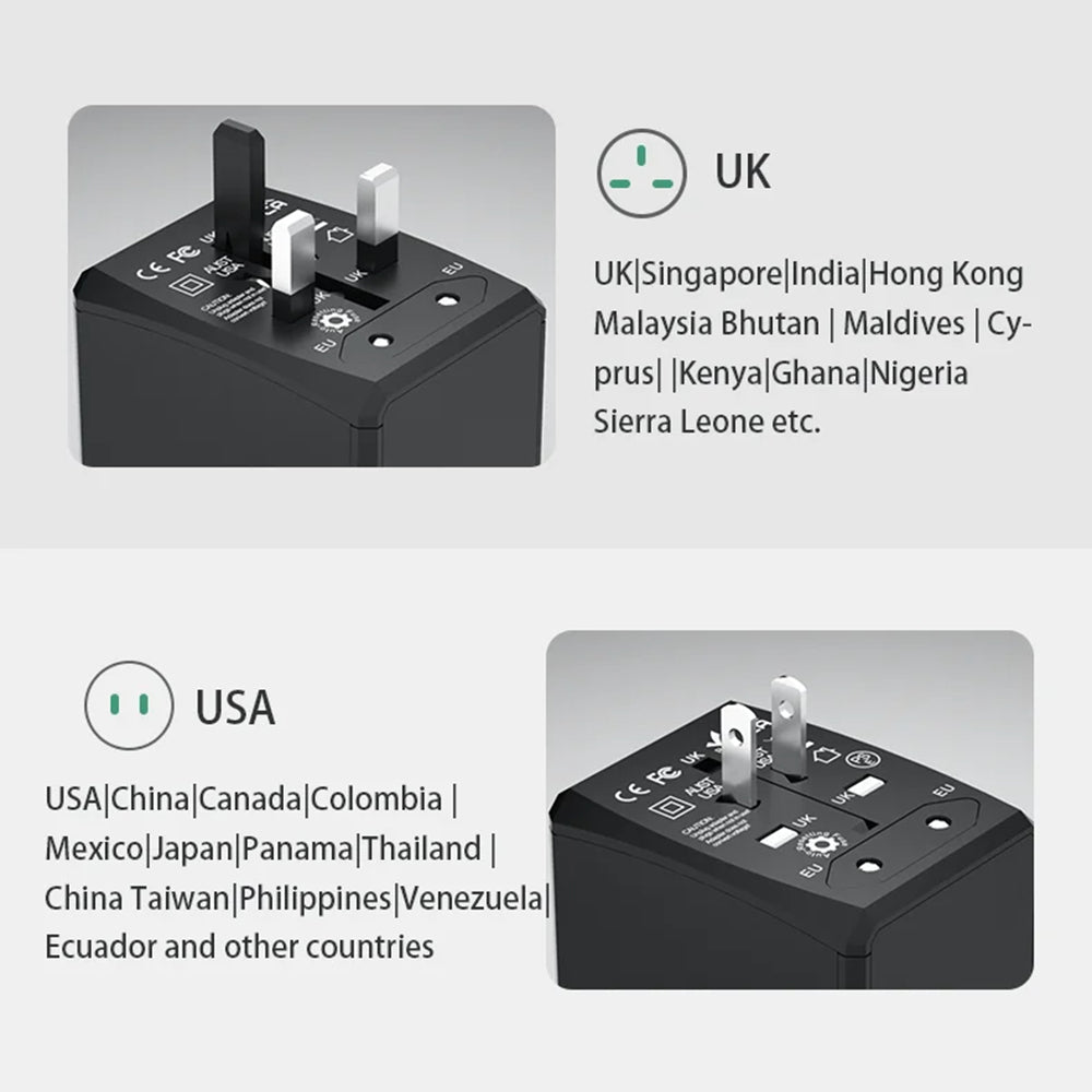 Chargeur Réseau Techsuit HHT905 Travel, 45W, 3A, 2 x USB-A - 2 x USB-C, Noir