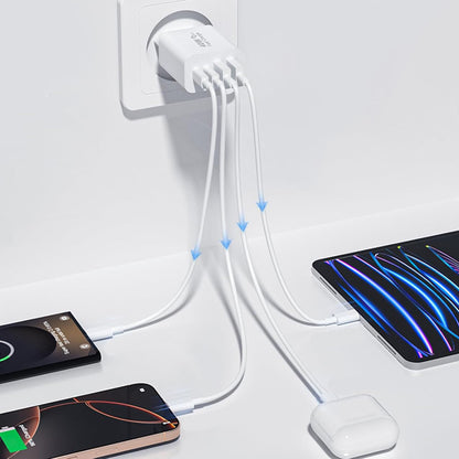 Chargeur Réseau Techsuit PowerXQuad CH4, 40W, 3A, 2 x USB-A - 2 x USB-C, Blanc