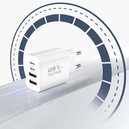 Chargeur Réseau Techsuit PowerXQuad CH4, 40W, 3A, 2 x USB-A - 2 x USB-C, Blanc