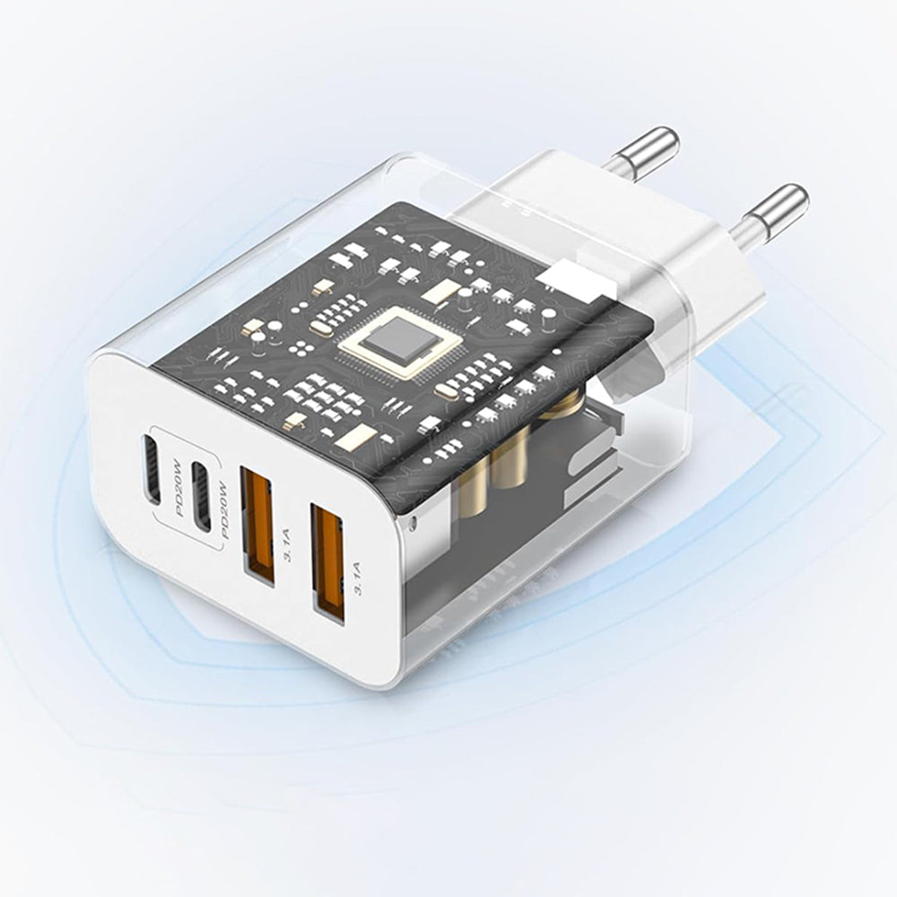 Chargeur Réseau Techsuit PowerXQuad CH4, 40W, 3A, 2 x USB-A - 2 x USB-C, Blanc