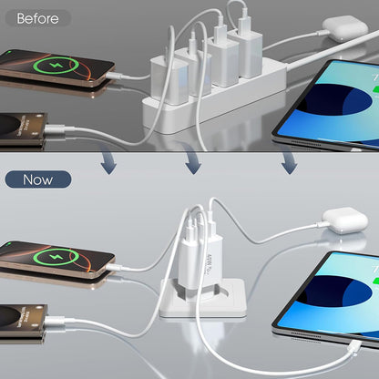Chargeur Réseau Techsuit PowerXQuad CH4, 40W, 3A, 2 x USB-A - 2 x USB-C, Blanc