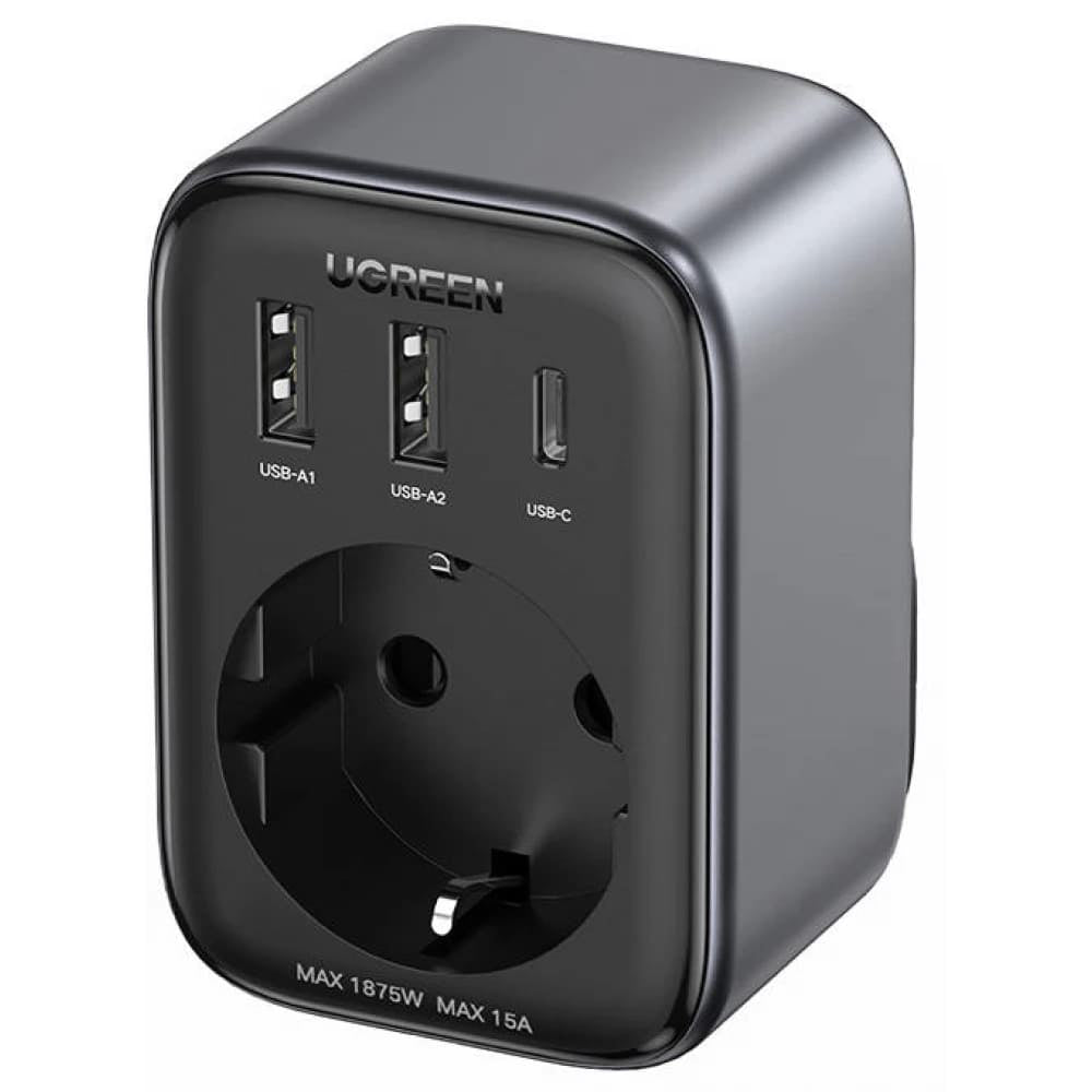 Chargeur Réseau UGREEN 15289 US, 30W, 3A, 2 x USB-A - 1 x USB-C - 1 x Schuko, Noir